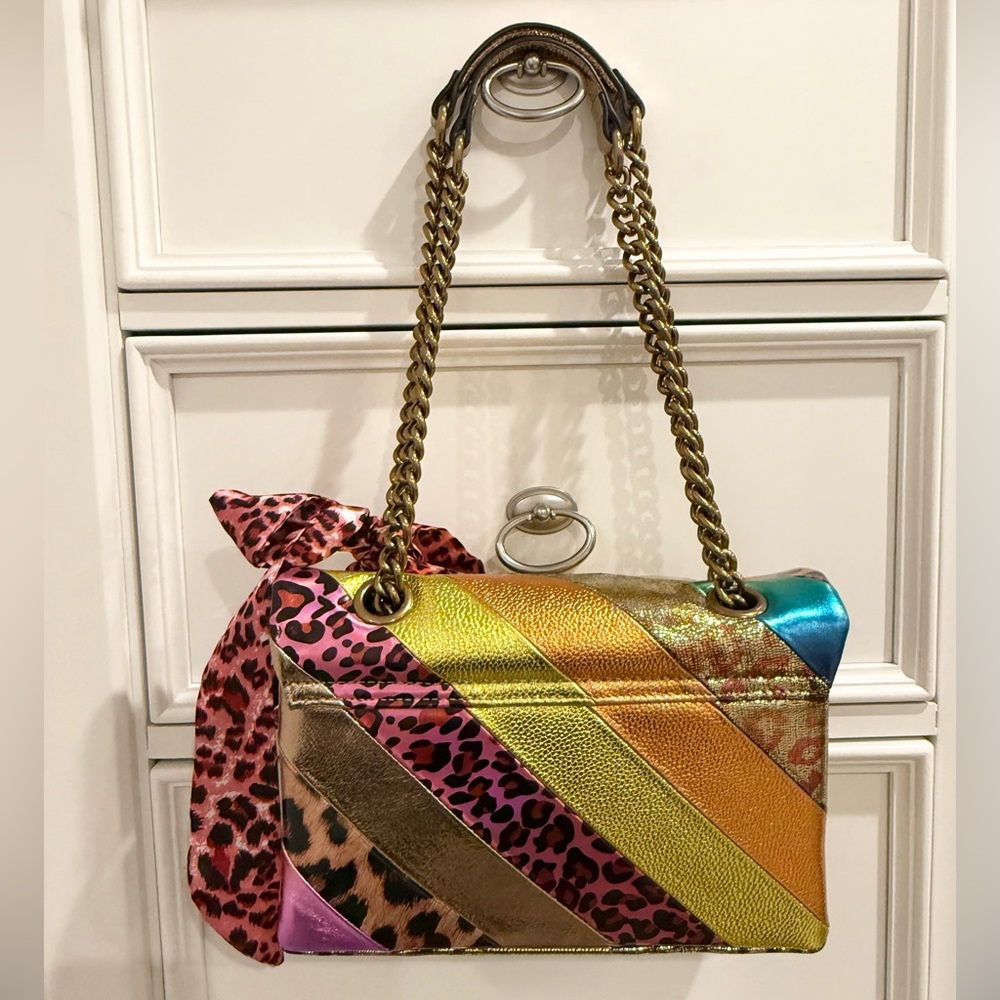 🔒💖 SOLD - Kurt Geiger Brixton Lock Leopard Patchwork Leather Convertible Bag - Picture 5 of 17